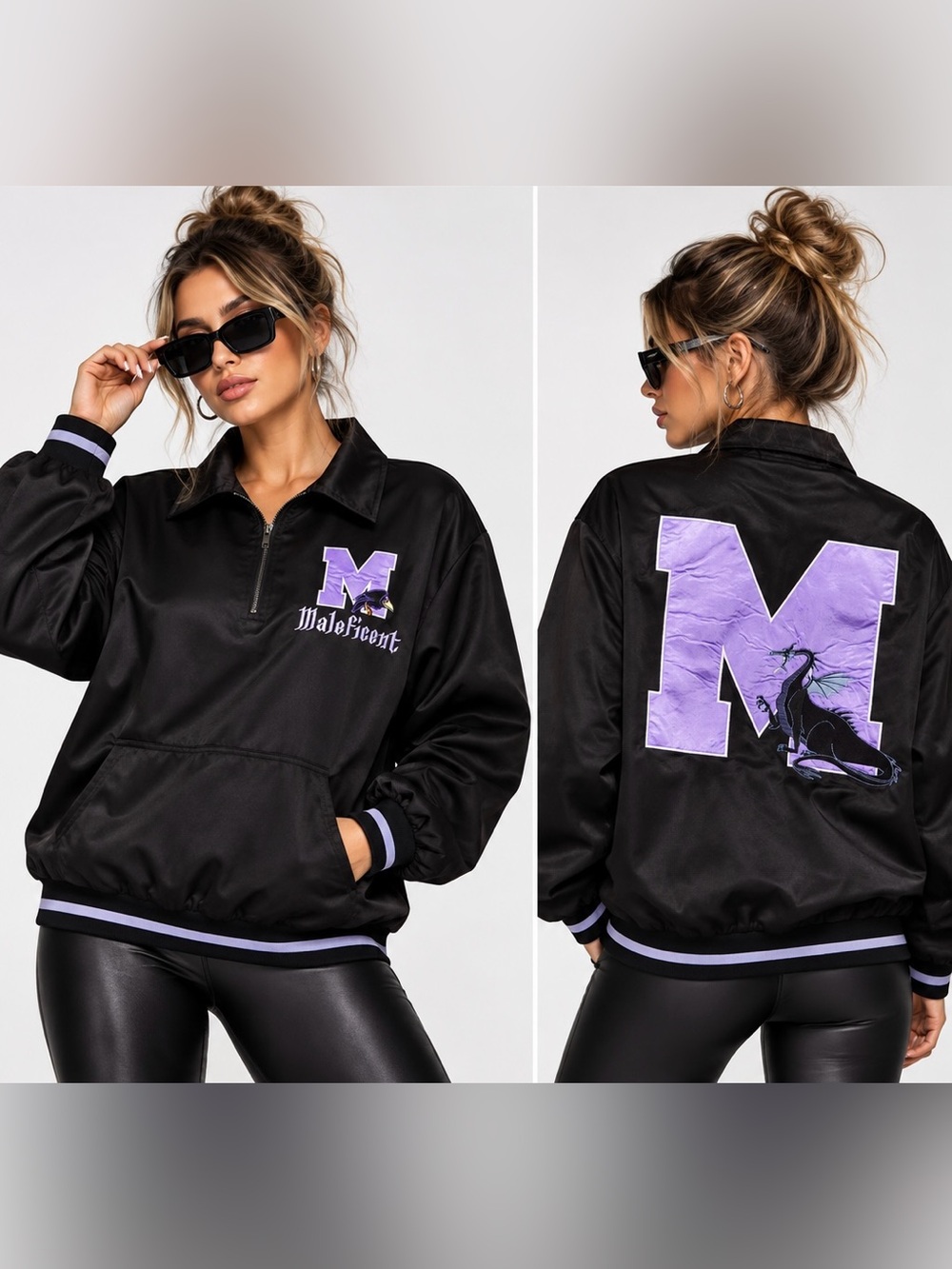 Disney Villains Maleficent Collegiate Quarter-Zip Sweater